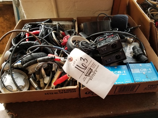 (2) Boxes of wire, hum boxes, misc.