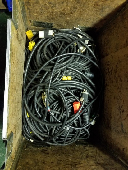 Group of electrical cord w/ wheeled road case, 28" x 18" x 20"