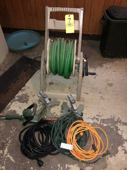 chords, hose reel, trimmer, misc