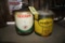 Texaco grease bucket, Pennzoil oil can