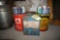 Assorted grease buckets/oil cans