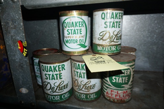 (9) Quaker State motor oil cans