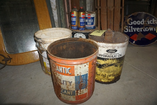 Assorted oil buckets/cans