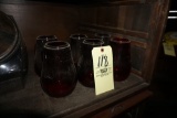 (6) Original NOS ruby red glass lantern shades