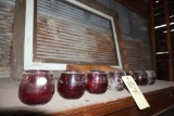 (7) Original NOS ruby red glass lantern shades