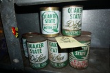 (9) Quaker State motor oil cans