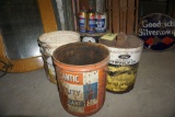 Assorted oil buckets/cans