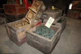 (6) Wood crates w/ blue jars & bottles