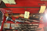 Contents Of Drawer Including Morris Tapered Drill Bits, Boring Bars, Tap And Die, Letter Stamps