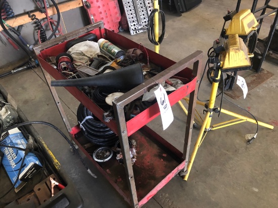 Steel shop cart with contents