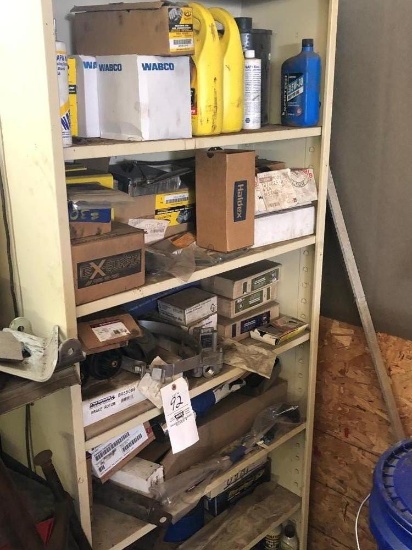 Metal shelf with misc. parts