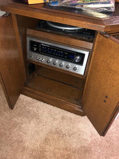 Octagon cabinet with stereo Magnavox and record turn table