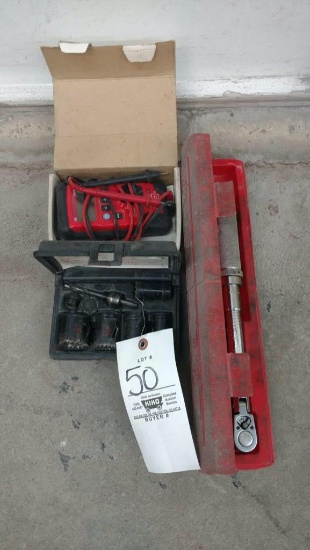 Snap-On torque wrench and MAC tester and hole saw.