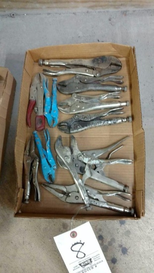 One box of assorted vice grips.