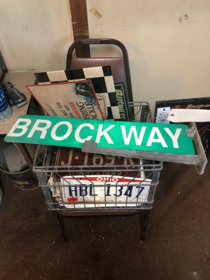 License plates and street sign.