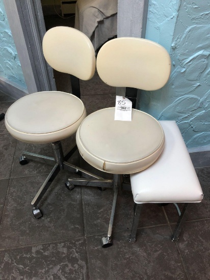 2 Rolling Chairs & Stool