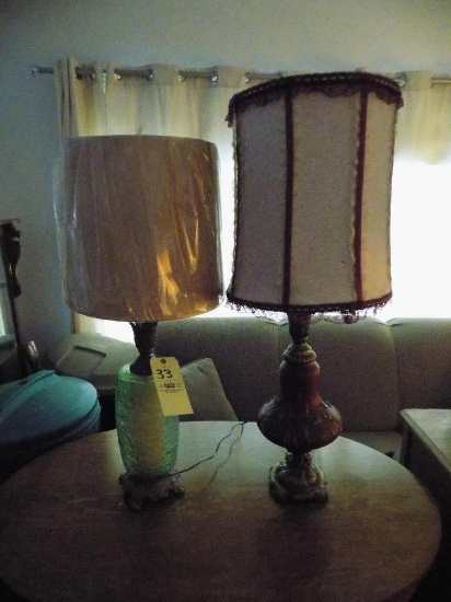 (2) Table Lamps Glass and Metal Base