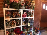 Shelf, Planters, Silk Flowers
