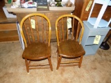 (2) Bent Wood Plank Bottom Chairs