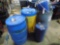 Plastic barrels, 4 wheel cart, 787 remover 1/2 barrel