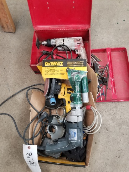 Kett panel saw, DeWalt sander, and Milwaukee drill