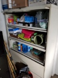 Metal cabinet and cleaning supplies