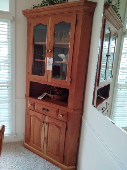 Berlin Woodworking Natural Finish Corner Hutch