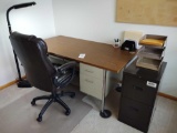 Metal Desk, Two-Drawer Metal File, 4-Drawer Metal File, Office Chair, Light