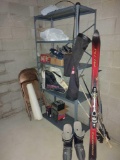 Metal Shelf & Contents incl. Sierra Olin Skis, Ski Poles, Ski Boots & Poles