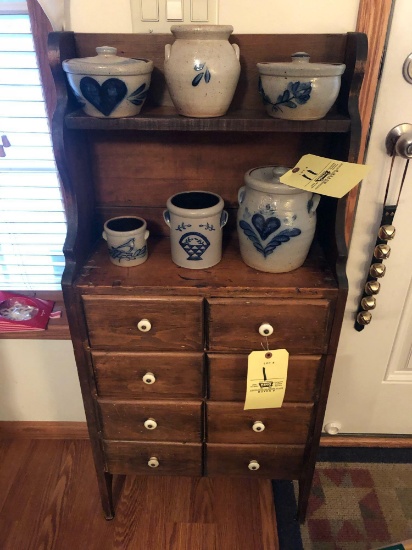 Antique 8 drawer cabinet 45" tall