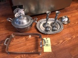 Pewter candle sticks - S&P - covered dish - Armatelle covered piece and platter