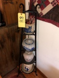 4 piece pottery w/ iron stand