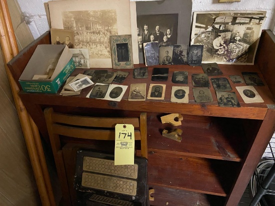 Early Tin Type Photos, Shelf, Chair