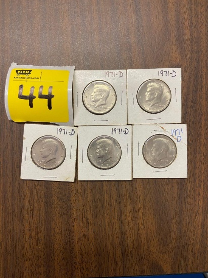 (5) 1971 JFK Half Dollars
