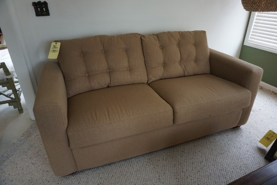 Tan 2-cushion sleeper sofa