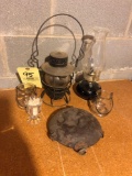 Lamp, lantern, misc antiques