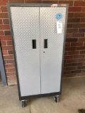 Gladiator double door metal cabinet on casters with wire