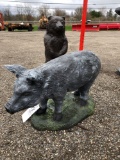 Concrete pig garden statue
