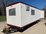 28' office/storage jobsite trailer with heat, a.c., and set aluminum steps