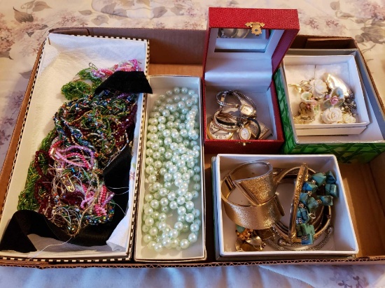 Assortment of Costume Jewelry and Watches