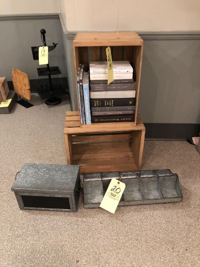 Books, Connected Crates, Galvanized Metal Decor