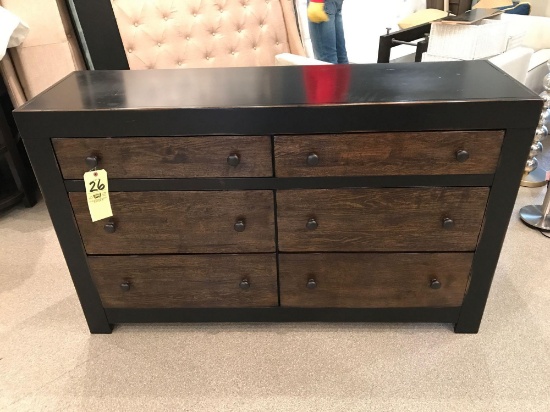 Rustic 6 drawer dresser with mirror