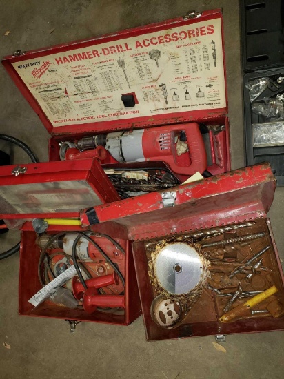 Milwaukee Hammer Drills - Assorted Bits and Hardware