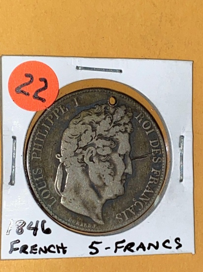 1846 France 5-Francs silver coin