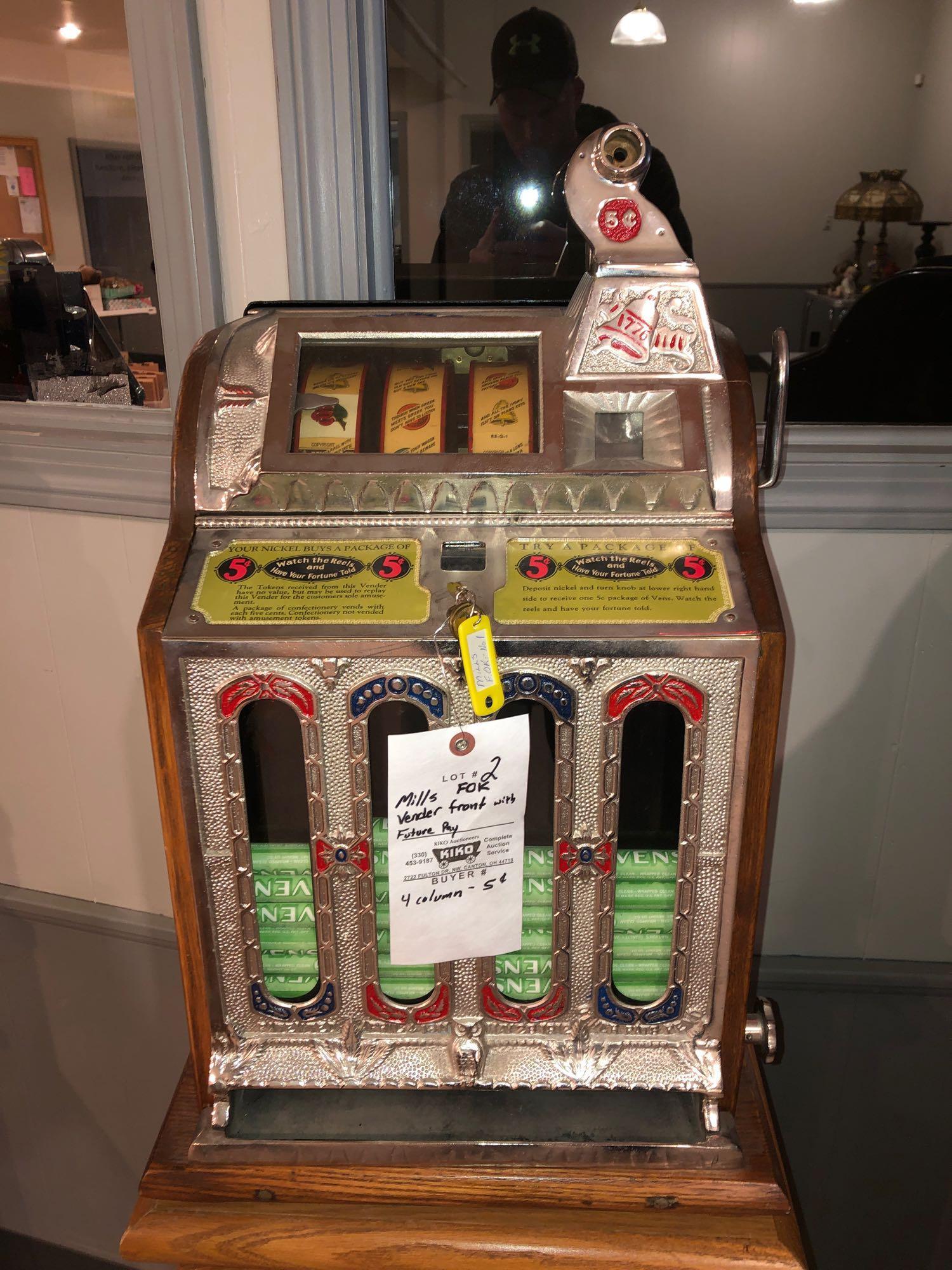 early Mills FOK vender front slot machine w/ | Proxibid