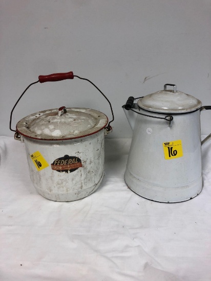 Enamelware kettle and Pot