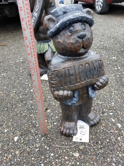 Concrete bear welcome sign