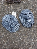Concete lion heads - bid x 2