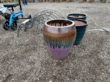 Plant holders, 3 pottery planters