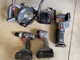 Porter cable cordless 4 pc tool set drill, circular saw, sawzall, flashlight, 2 batteries, 1 charger